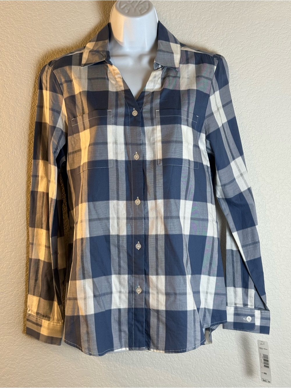 Pendleton Blue and White Plaid Button-Down Shirt